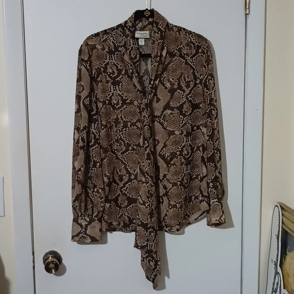 Altuzarra XL Python Print Georgette Bow Blouse - Picture 2 of 7